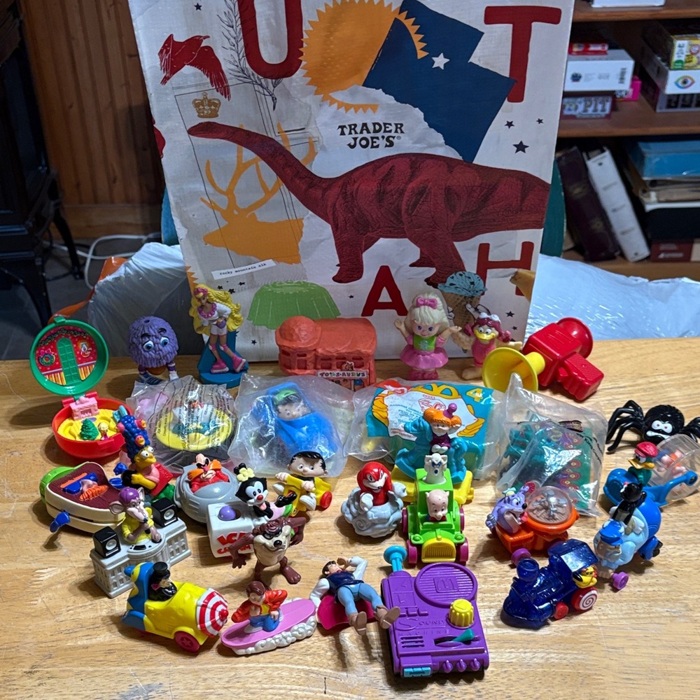 Mc Donald’s- Burger King Happy meal toys / with Trader Joe new Trader Joe bag